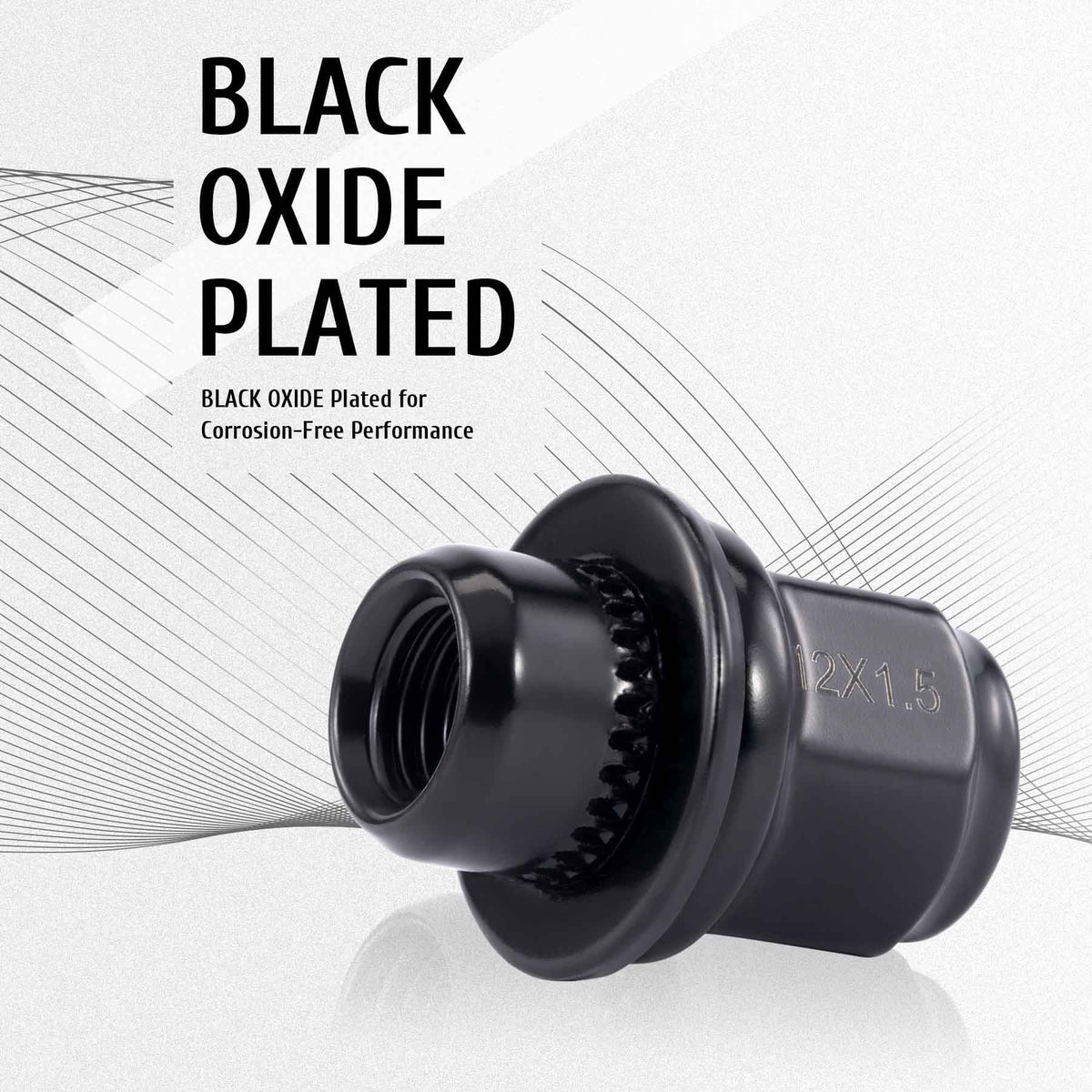 Black Oxide Plated A3 Steel Wheel Lug Nuts