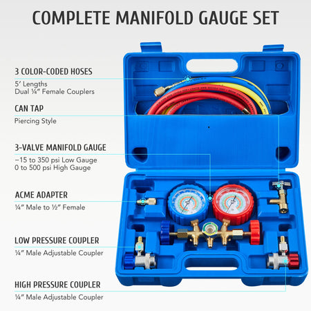 Complete HVAC Manifold Gauge Set