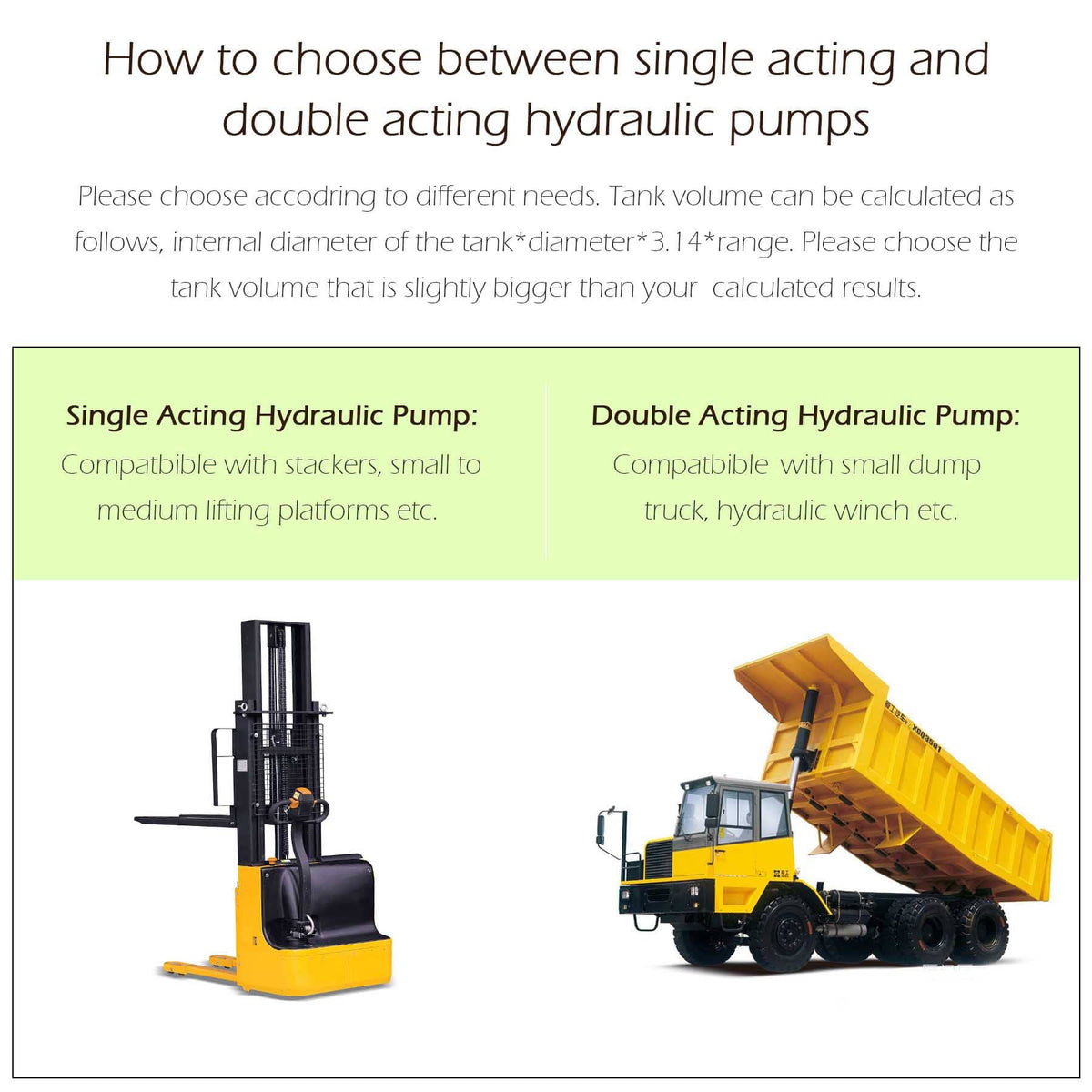 Double Acting Hydraulic Pump for Dump Trailers 