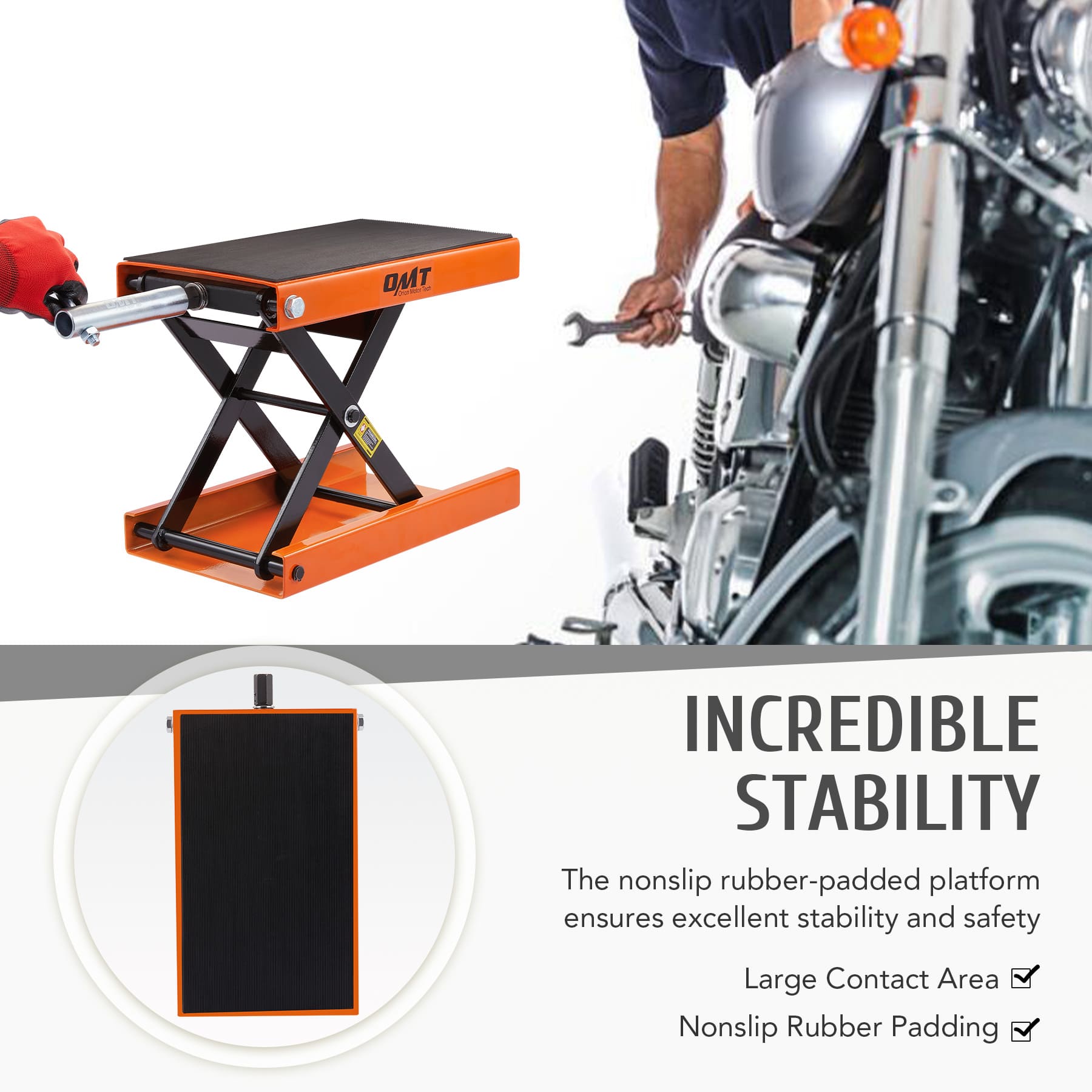 1100LB Capacity Motorcycle Scissor Jack Lift – Portable Bike Hoist/Trolley Stand – 1-Year Warranty, Unbranded