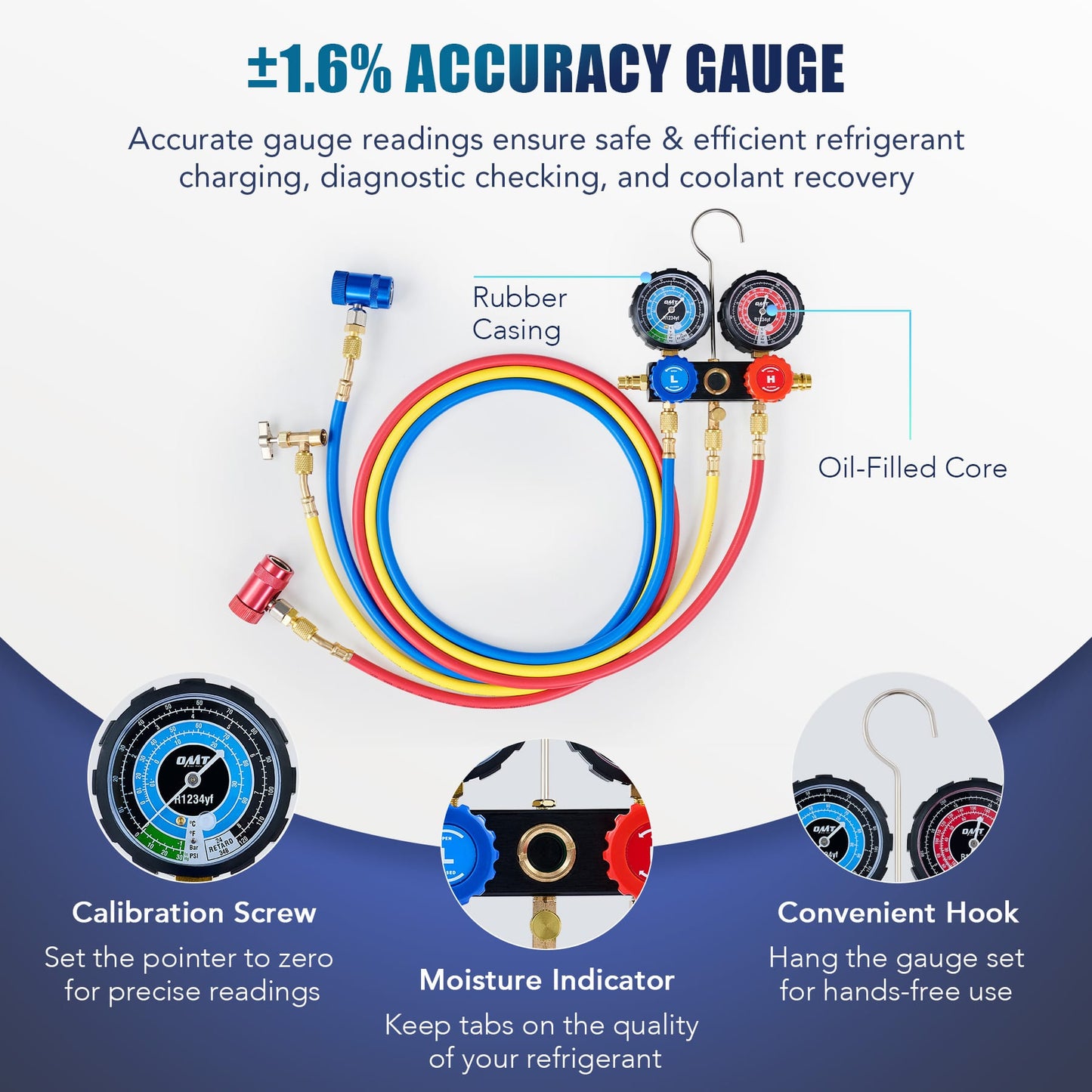 AC Vacuum Pump,4 cfm 1/3 HP AC Vacuum Pump R1234yf Gauge Tool Set