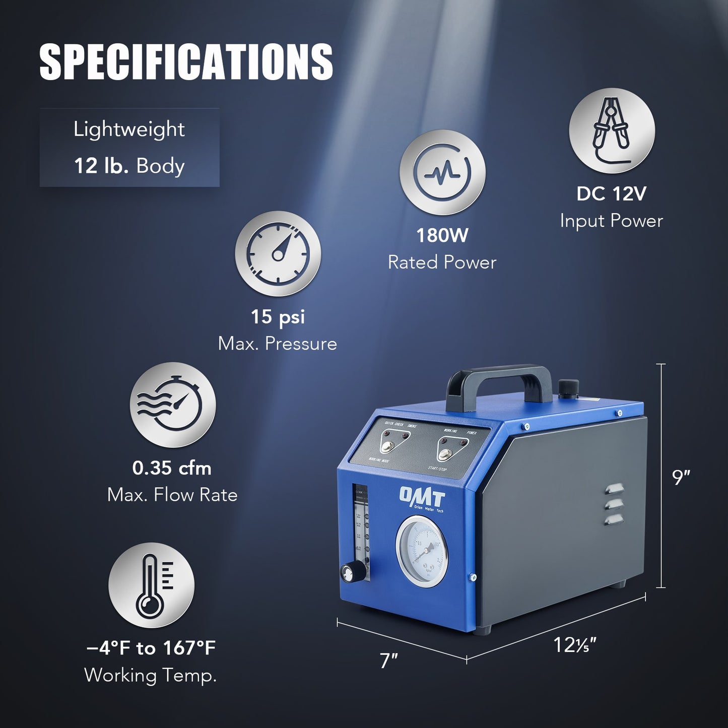 Smoke Machine for Cars with Pressure Gauge,0.35cfm - Orion Motor Tech ...