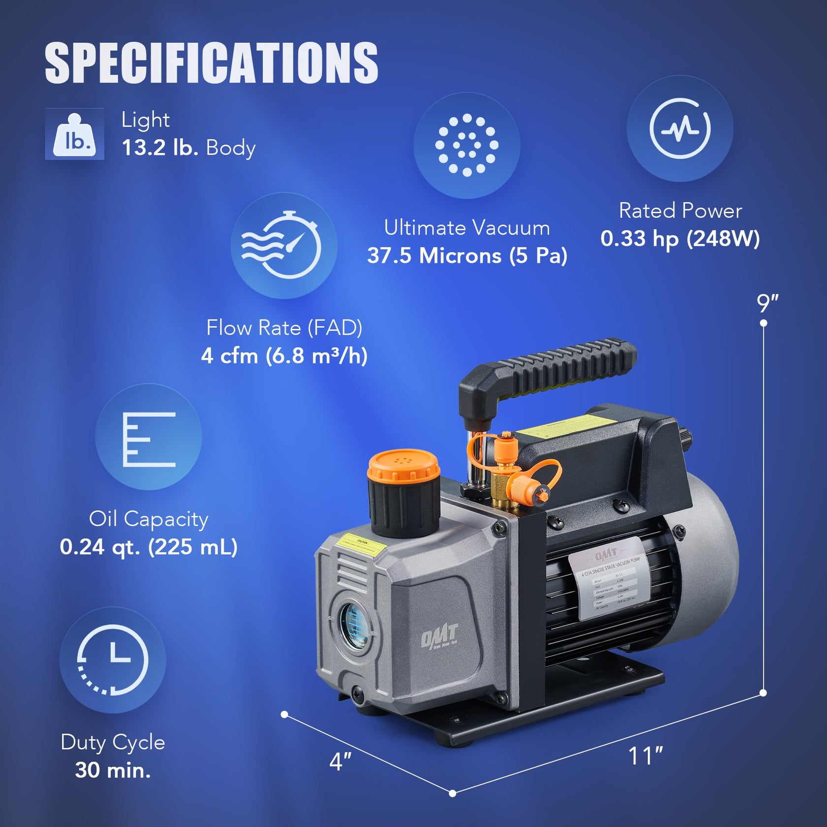 AC Vacuum Pump,4 cfm 1/3 HP AC Vacuum Pump R1234yf Gauge Tool SetN