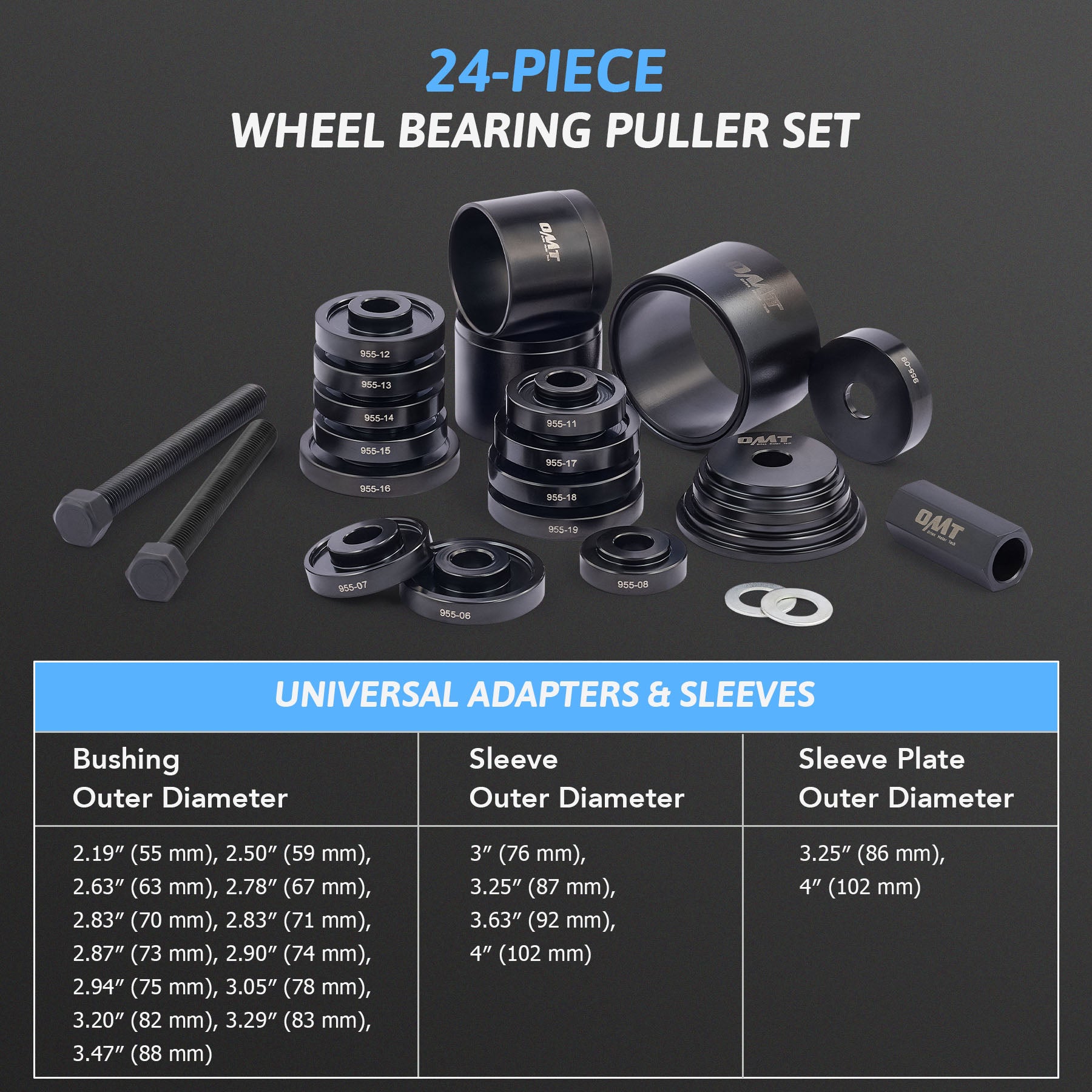 14 pcs Front Wheel Hub Bearing Tool Kit 78 mm for Ford, Mazda, Volvo